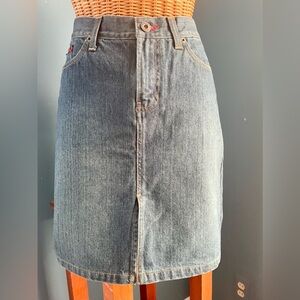 Y2K Tommy Jeans Front Slit Medium Wash Denim Jean Mini Skirt Small